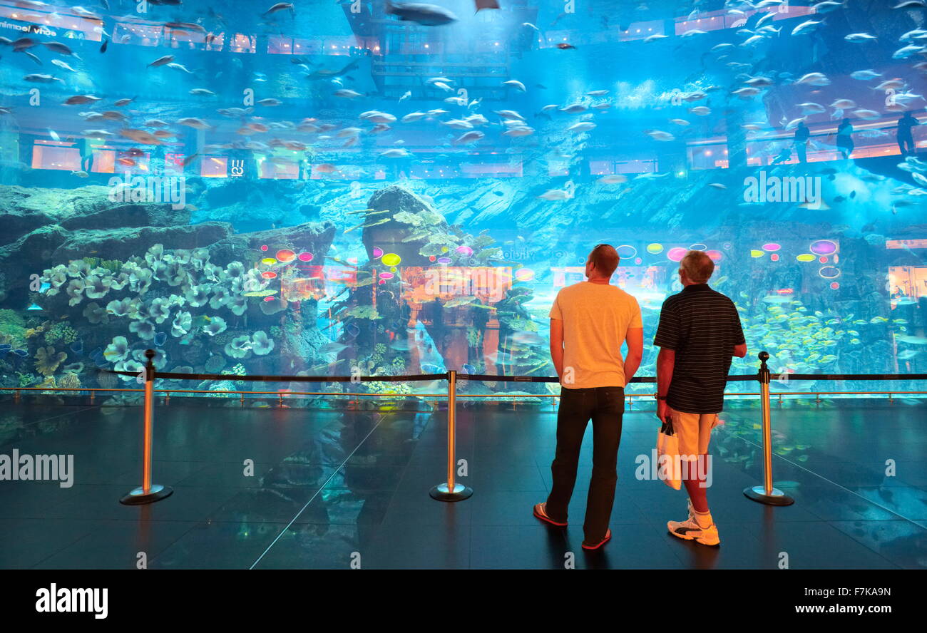 Il centro commerciale di Dubai Aquarium, Dubai, Emirati Arabi Uniti, Medio Oriente Foto Stock