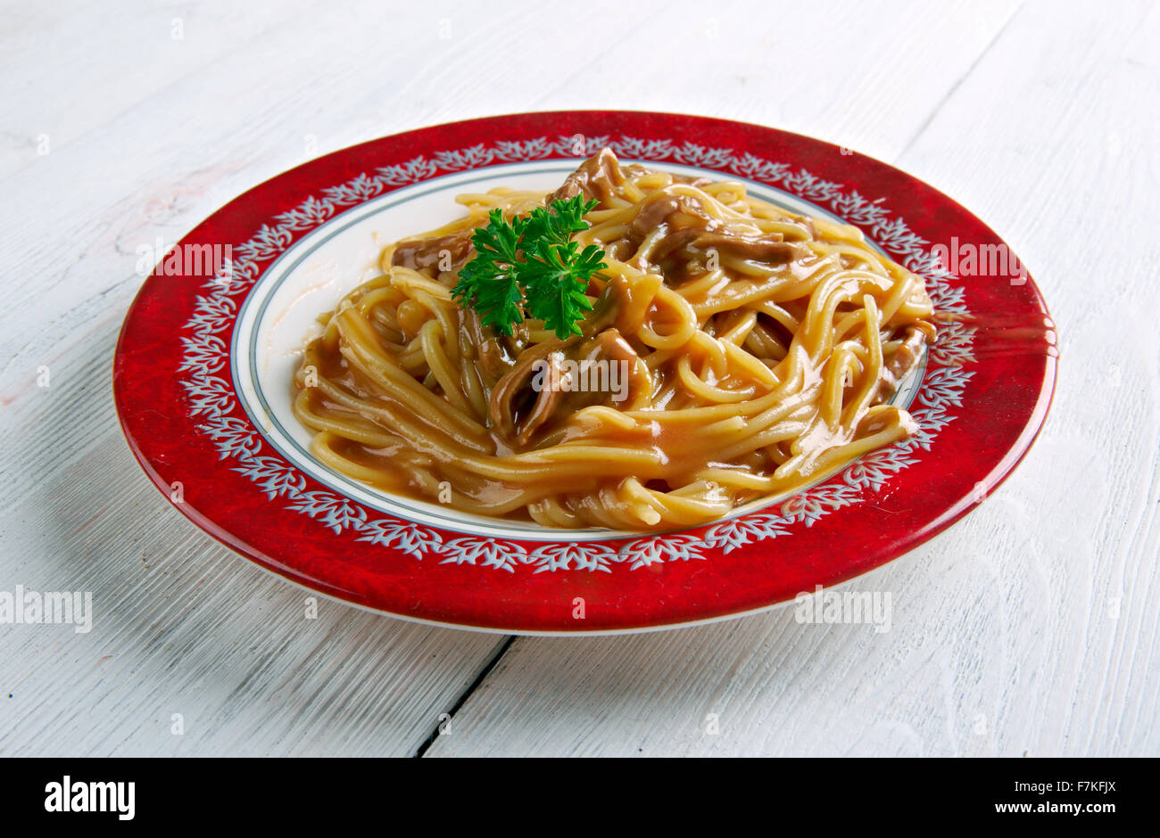 Il fagiano greca Pasta. close up Foto Stock