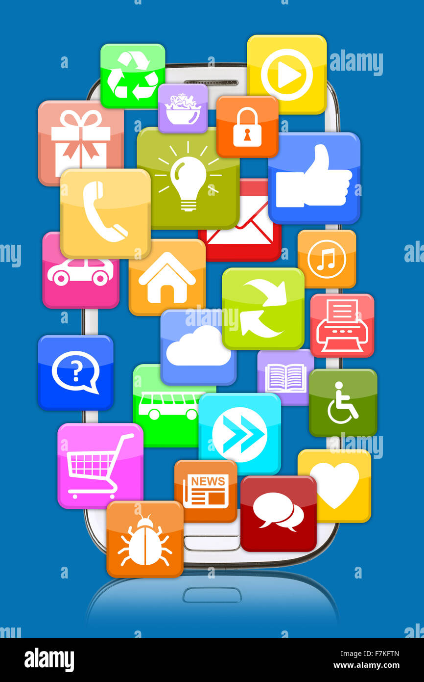 Smart phone mobile con applicazione app app per la comunicazione internet online Foto Stock