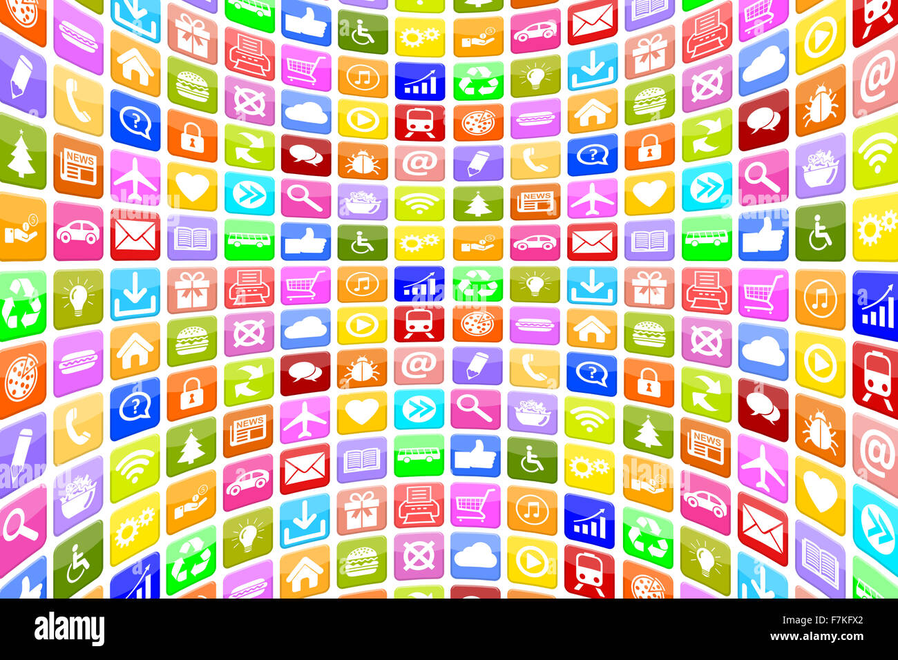 Applicazione app App Icone multimedia per il mobile o smart phone sfondo dei programmi Foto Stock
