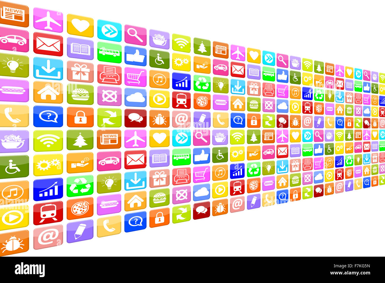 Applicazione app App Icone set multimediali per cellulari o smart phone Foto Stock