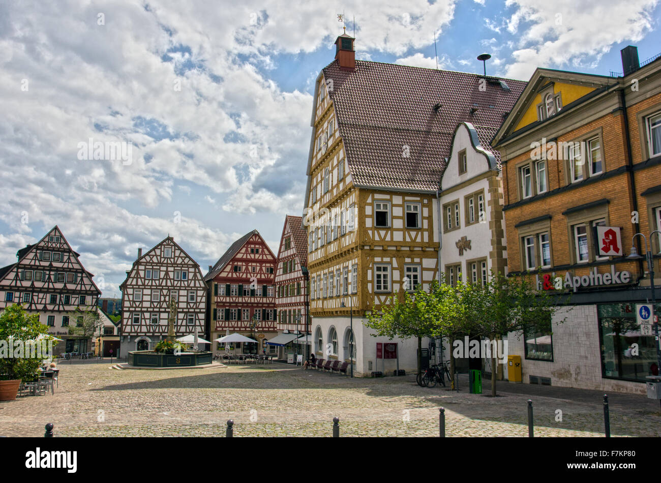 Leonberg ciottoli piazza pedonale Foto Stock