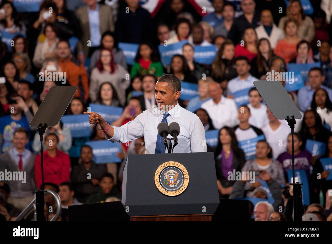 Il presidente Barack Obama alla campagna presidenziale di Rally, Ottobre 24, 2012, Doolittle Park, Las Vegas, Nevada Foto Stock