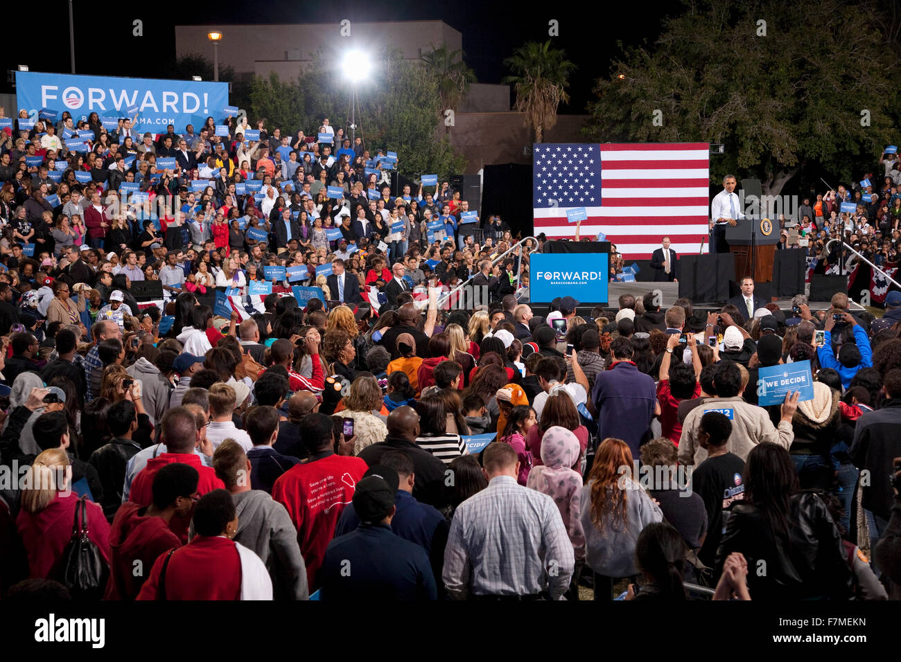 Il presidente Barack Obama alla campagna presidenziale di Rally, Ottobre 24, 2012, Doolittle Park, Las Vegas, Nevada Foto Stock