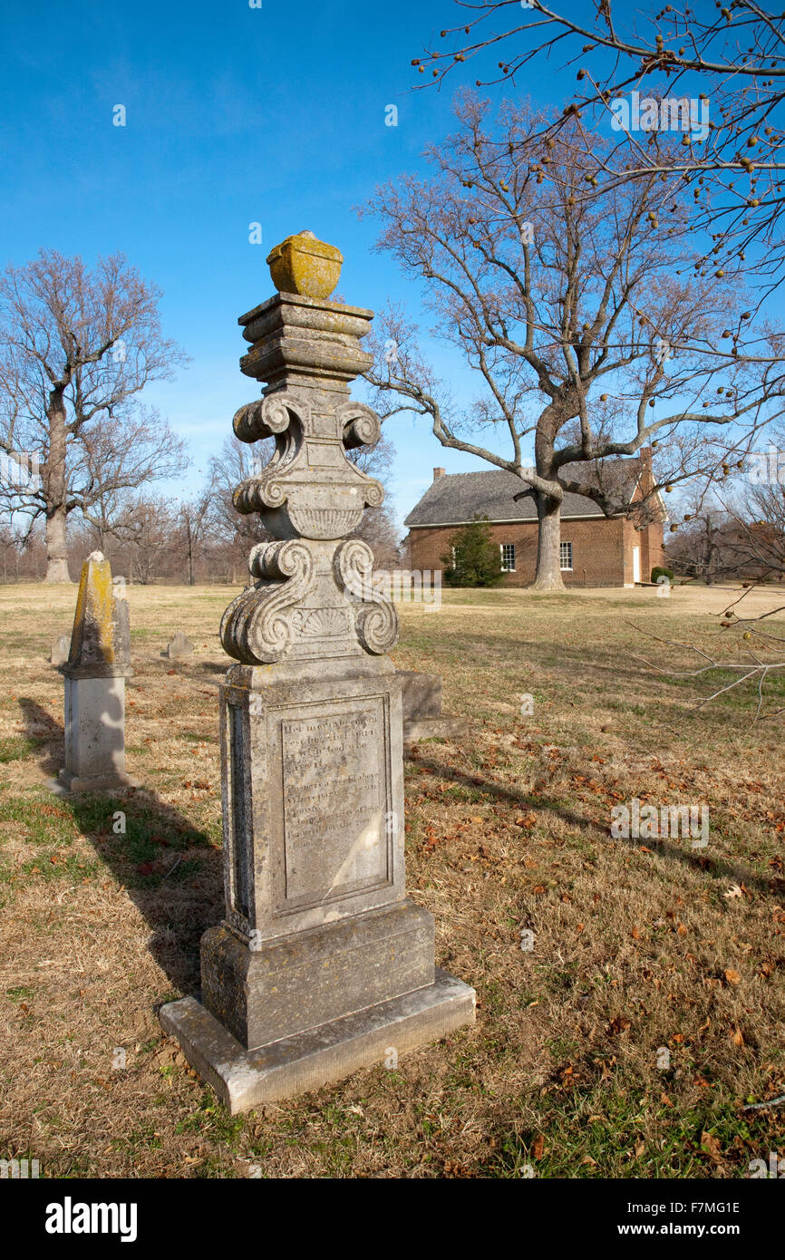 Lapide presso l'Eremo chiesa, costruita nel 1824, Eremo, Presidente Andrew Jackson Mansion e Home, Nashville, Davidson County, Tennessee, Stati Uniti d'America Foto Stock