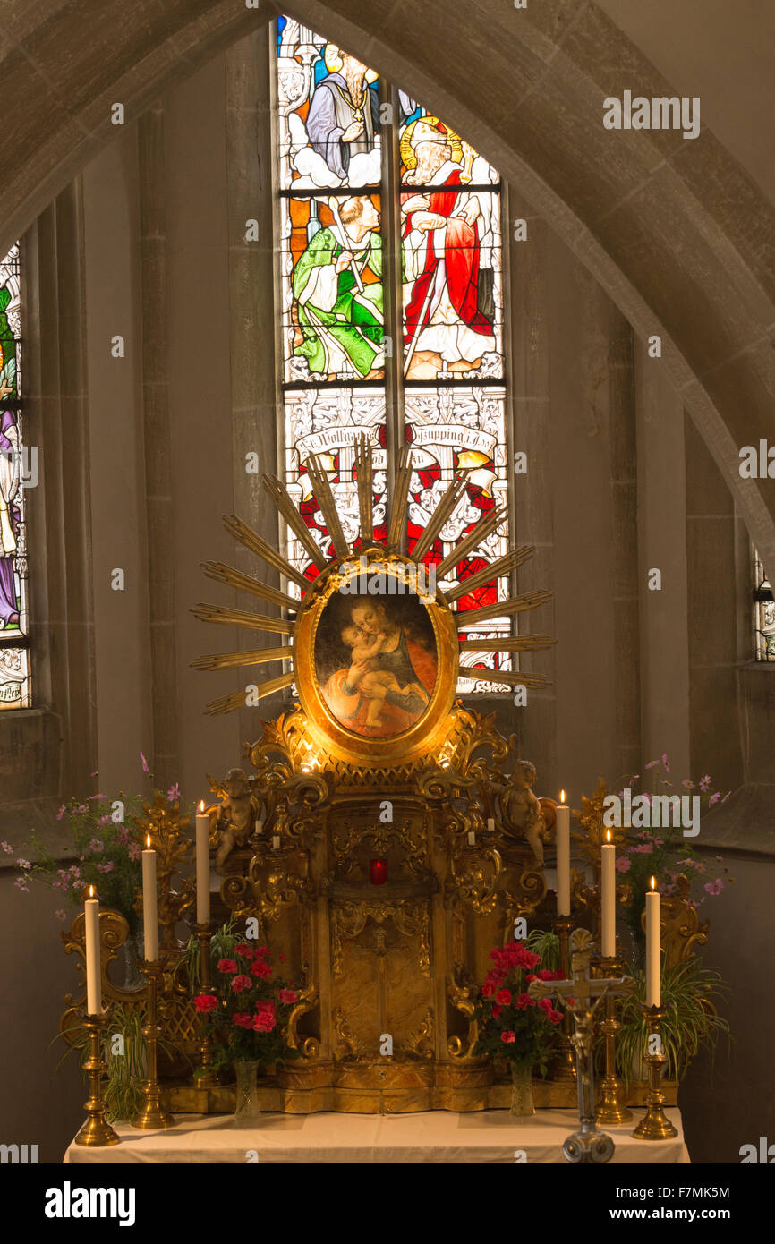 Retroilluminati e a lume di candela con altare di san Wolfgang Foto Stock