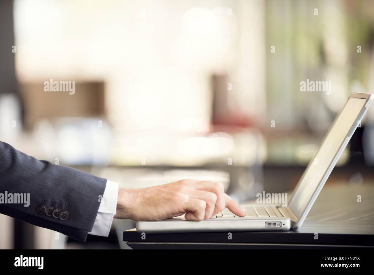 Utilizzando il computer portatile Foto Stock