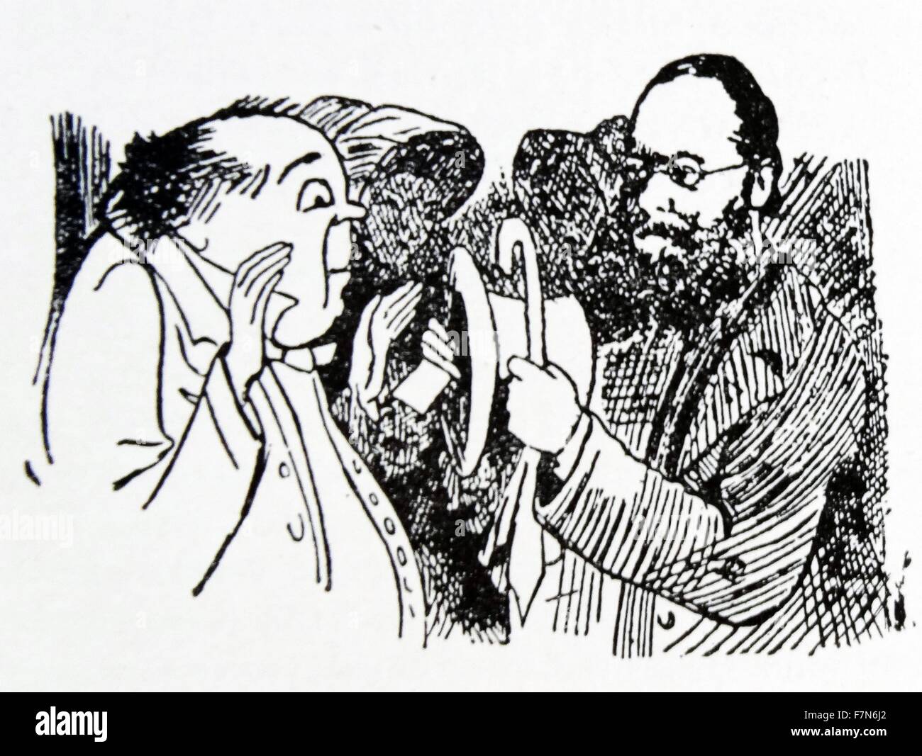 Edward Lear (1812 - 1888) con diritto uno dei suoi personaggi. Lear era un artista inglese, illustrator, autore e poeta, ed è nota soprattutto per la sua assurdità letteraria in prosa e poesia e soprattutto il suo limerick, Foto Stock Edward Lear (1812 - 1888) con diritto uno dei suoi personaggi. Lear era un artista inglese, illustrator, autore e poeta, ed è nota soprattutto per la sua assurdità letteraria in prosa e poesia e soprattutto il suo limerick, Foto Stock