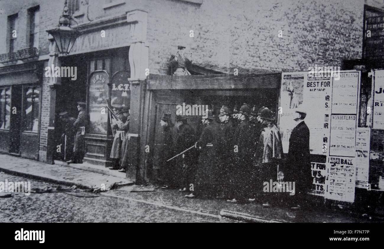 L'assedio di Sidney Street, popolarmente conosciuta come la battaglia di Stepney', era un famigerato gunfight in East End di Londra il 3 gennaio 1911. Preceduto da Houndsditch omicidi Foto Stock