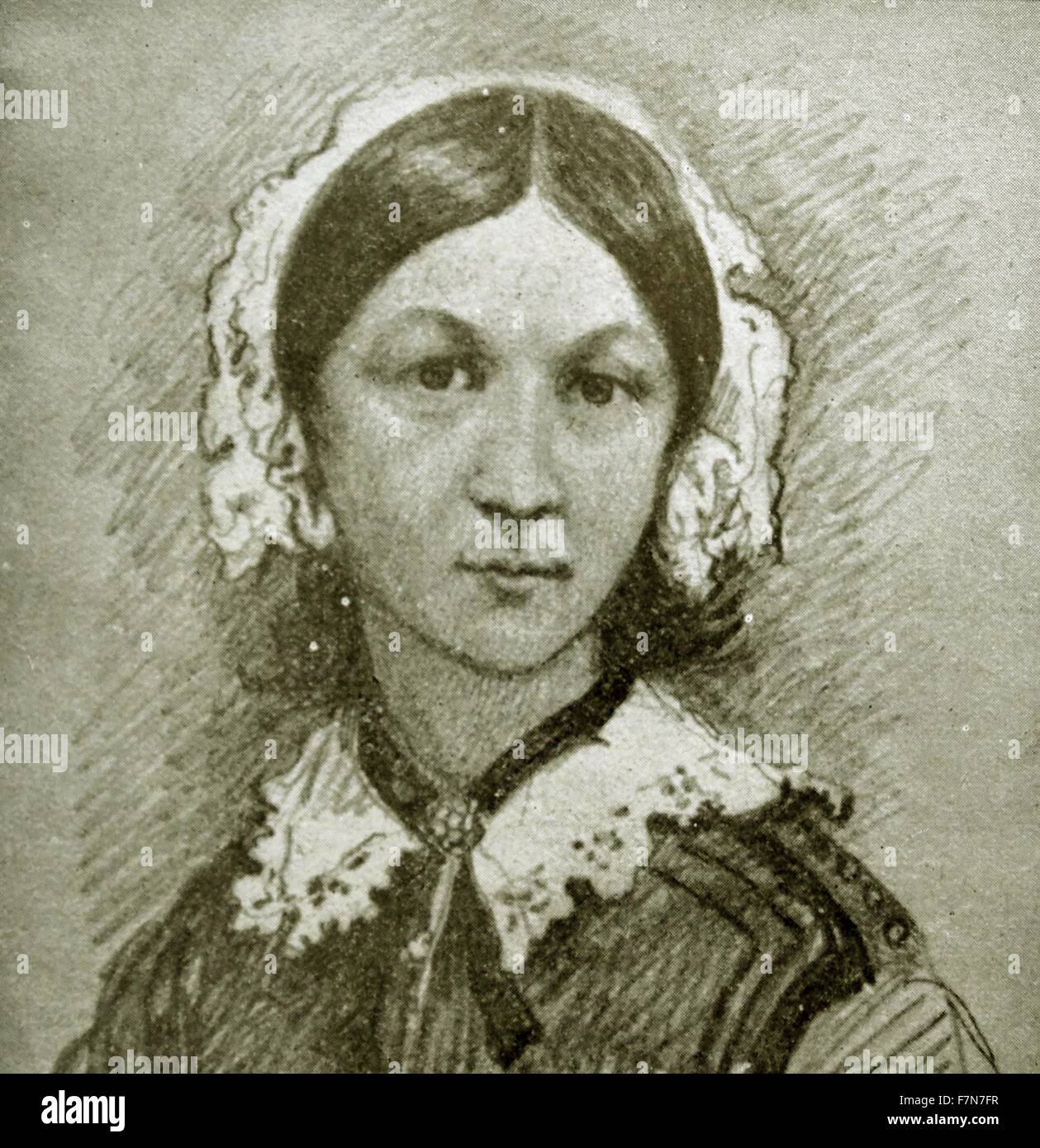 Miss Florence Nightingale (1820-1910), ha celebrato inglese riformatore sociale, che hanno portato la speranza e guarigione ai soldati feriti in guerra di Crimea e ha rivoluzionato l'allattamento. 1855 Foto Stock