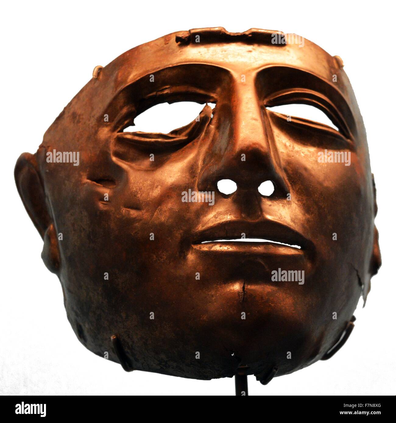 In Terracotta maschera di morte dalla tomba di un soldato. Datata 117 A.D. Foto Stock