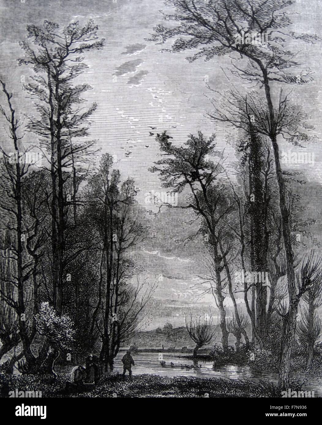 Illustrazione raffigurante la fine dell'inverno in Francia. Datata 1850 Foto Stock