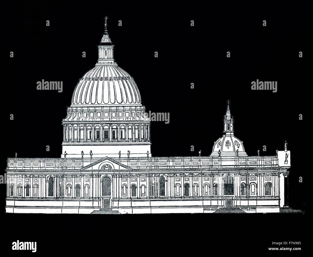 Design originale per la Cattedrale di St Paul e da Sir Christopher Wren (1632-1723) architetto britannico. Risalenti al XVII secolo Foto Stock