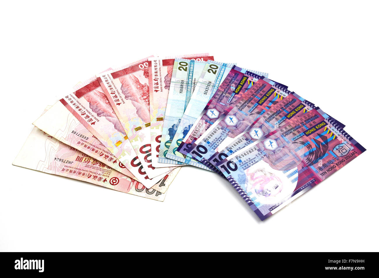 Dollaro di Hong Kong bank nota. Dollaro di Hong Kong è la moneta nazionale di Hong Kong Foto Stock