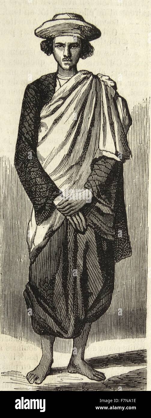 Illustrazione di un indiano leader tribali dall India meridionale durante il British Raj. Datata 1860 Foto Stock