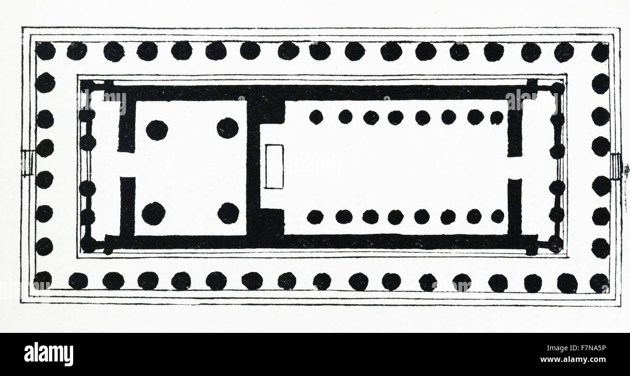 Illustrazione di un libro che illustra il piano di massa del Partenone di Atene. Datata 1913 Foto Stock