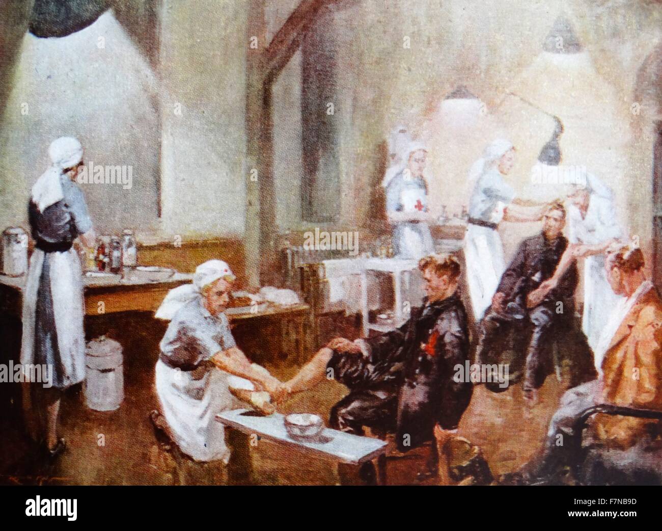La verniciatura di una stazione di medicazione dall'artista britannico Reginald Mills. Datata 1941 Foto Stock