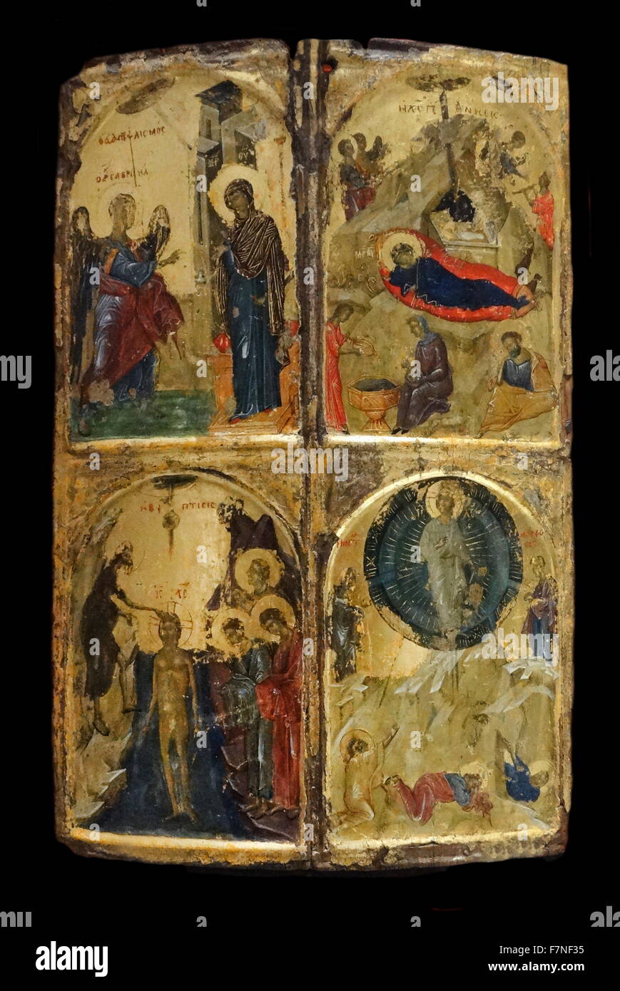 Icona con quattro feste ecclesiali. Circa 1310-20 probabilmente di Tessalonica, Foto Stock