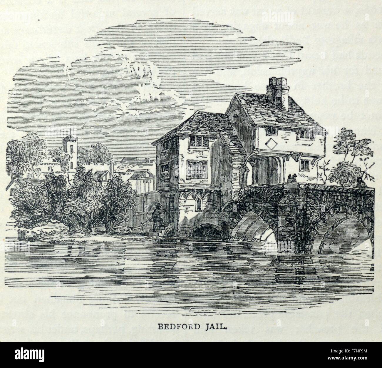 Incisione di Bedford carcere progettato dall'architetto Giovanni ala, architetto britannico. Datata 1801 Foto Stock