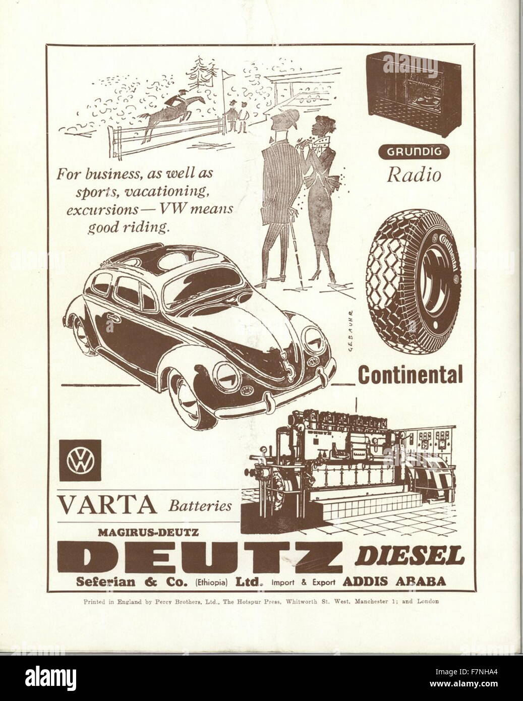 Annuncio per una Volkswagen automobile vetrina per le auto di nuove funzionalità. Datata 1946 Foto Stock