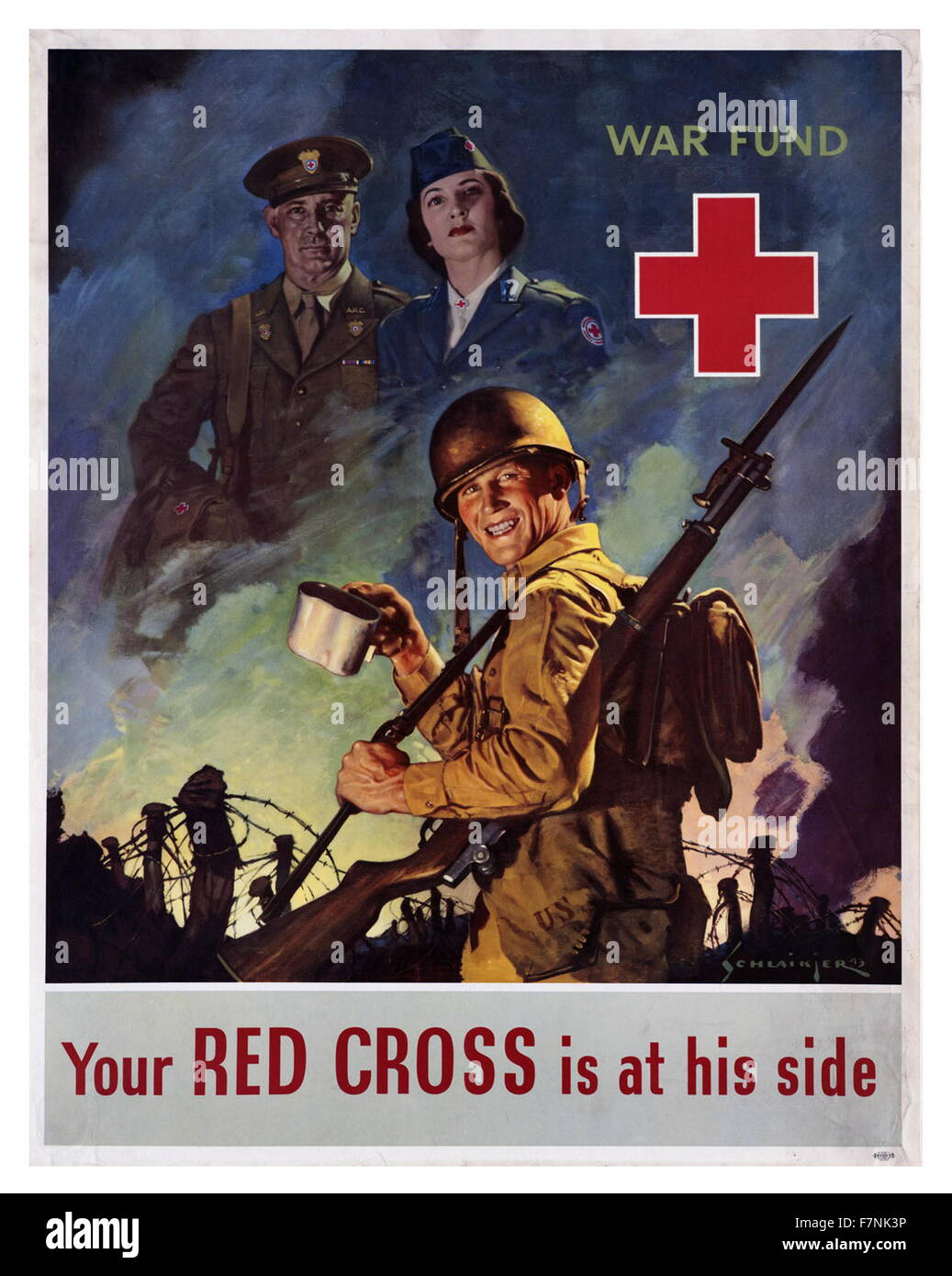 La Seconda Guerra mondiale: la propaganda americana poster 1942 Foto Stock