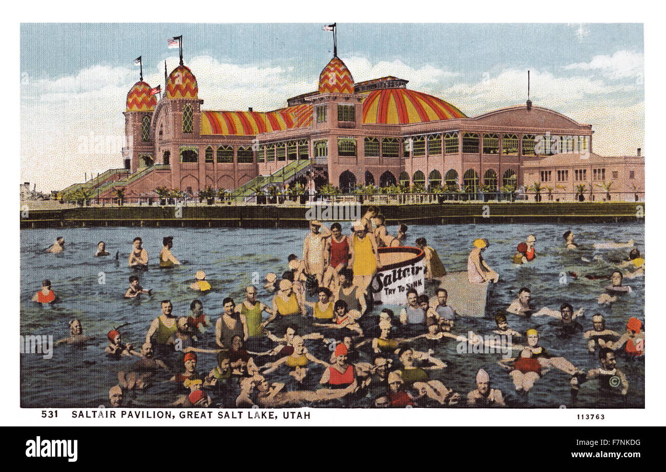 Saltair pavilion, Salt Lake Utah 1910 cartolina Foto Stock
