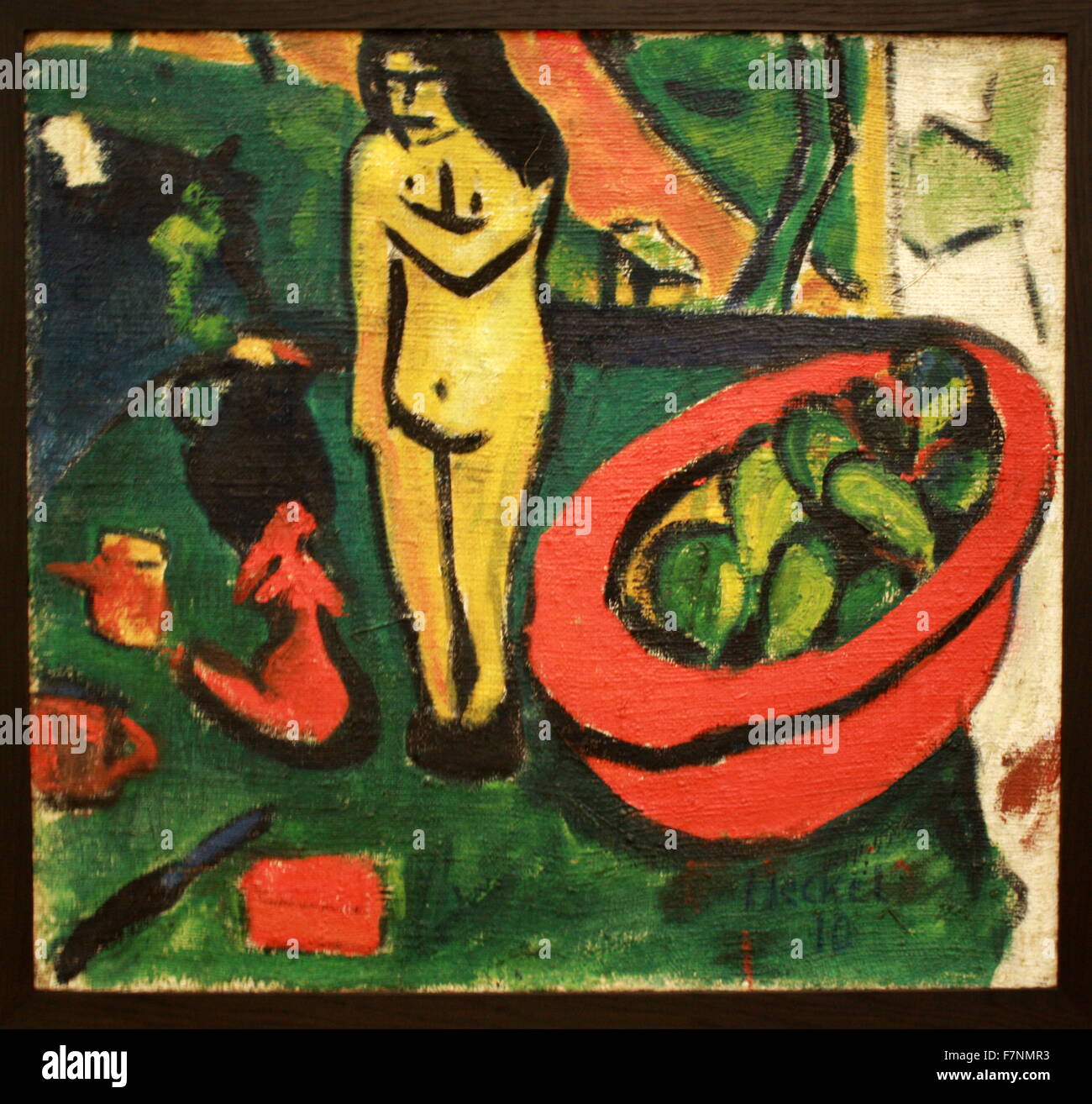 Ancora in vita con figura in legno, 1910; da Erich Heckel 1883-1970 Espressionista tedesco artista Foto Stock