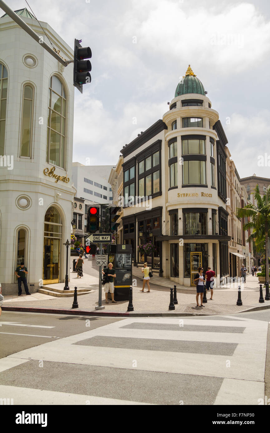 Lo shopping al famoso Rodeo Drive Beverly Hills Foto Stock