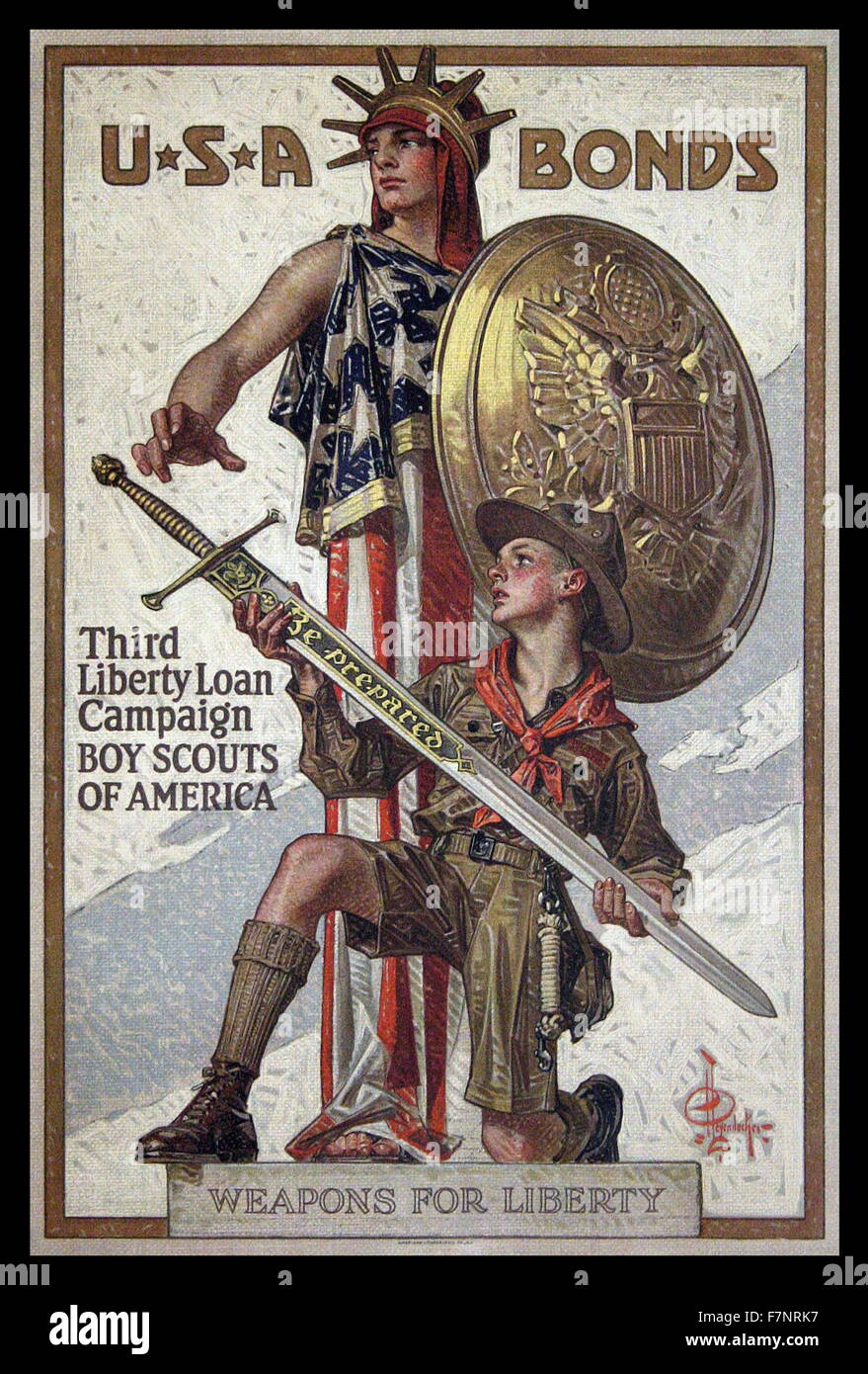 Poster intitolato " armi per la libertà" pubblicità della terza campagna per i prestiti Foto Stock