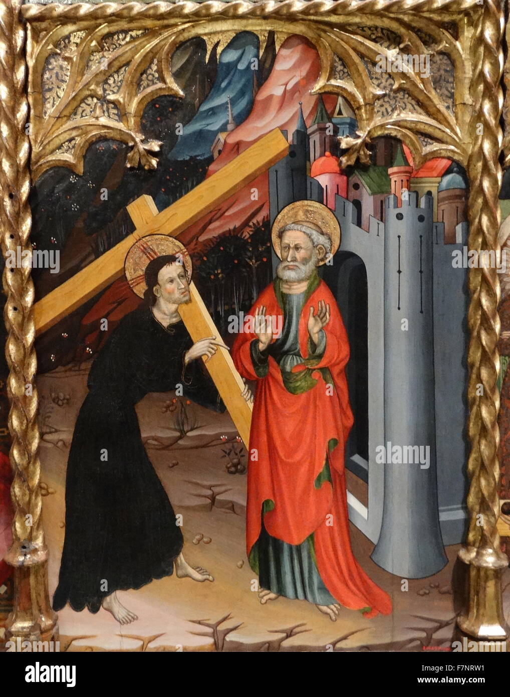 Retablo di San Michele e San Pietro di Bernat Despuig (1383-1451) pittore Catalano di stile gotico. Datata xv secolo Foto Stock