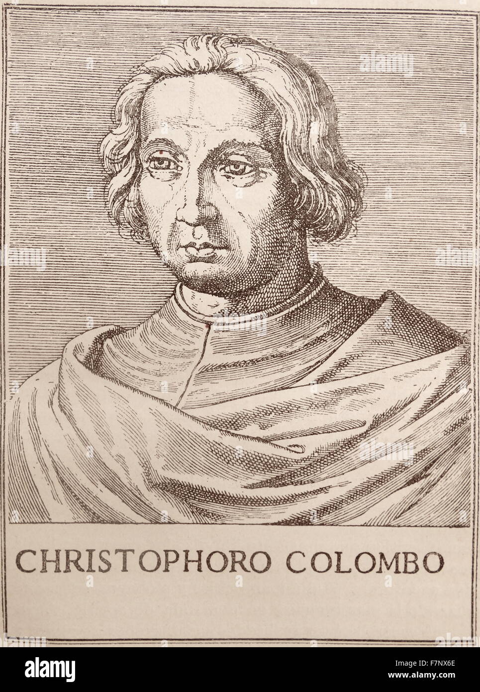 Christopher Columbus; xilografia illustrazione da un libro spagnolo del XVI secolo Foto Stock