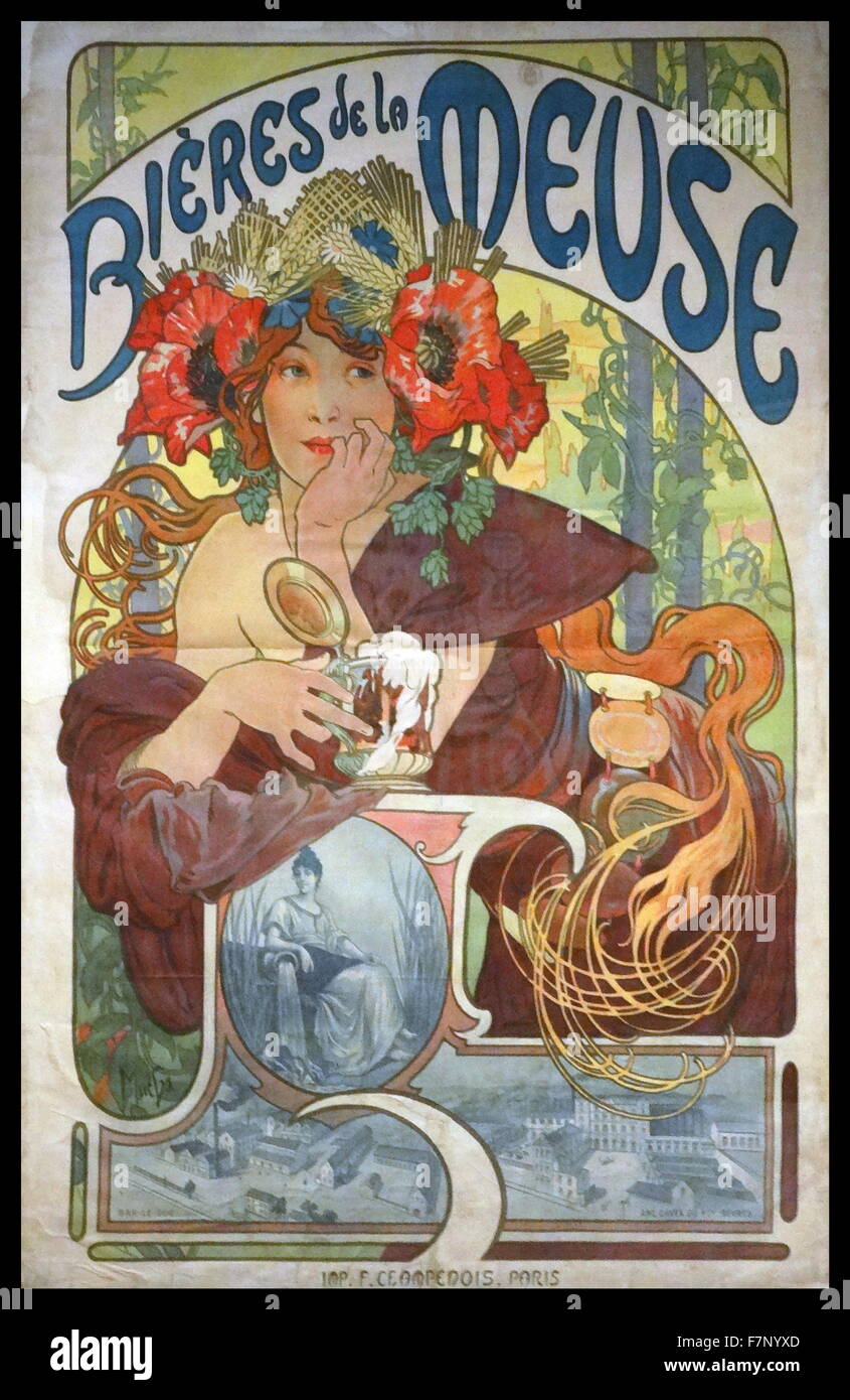 Carrello i concessionari da Alphonse-Marie Mucha (1860-1939) Repubblica ceca Art Nouveau pittore e artista decorativo. Datata 1902 Foto Stock