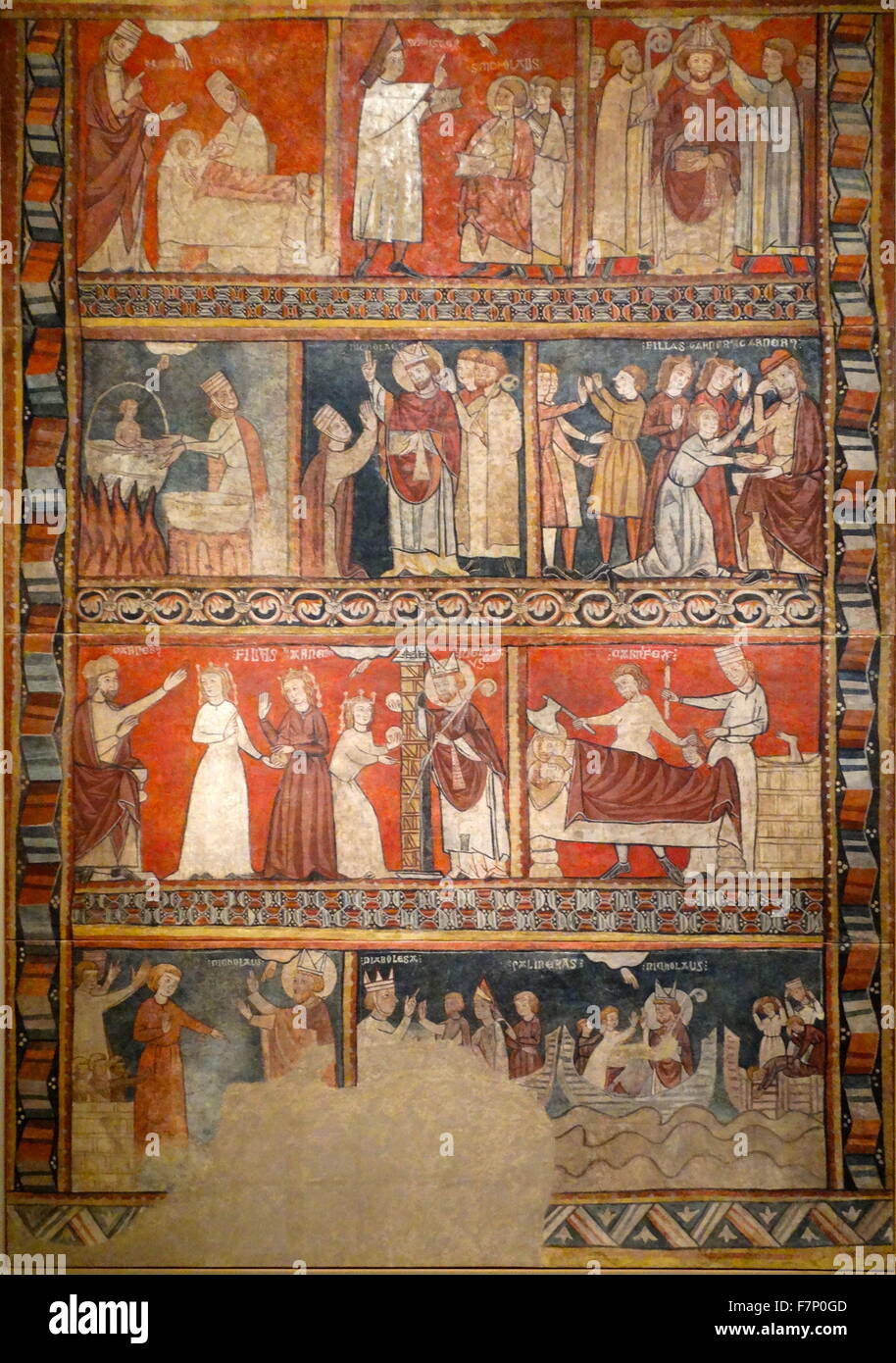 Scene della vita di San Nicola da secondo master di Bierge. Datata xiii secolo Foto Stock
