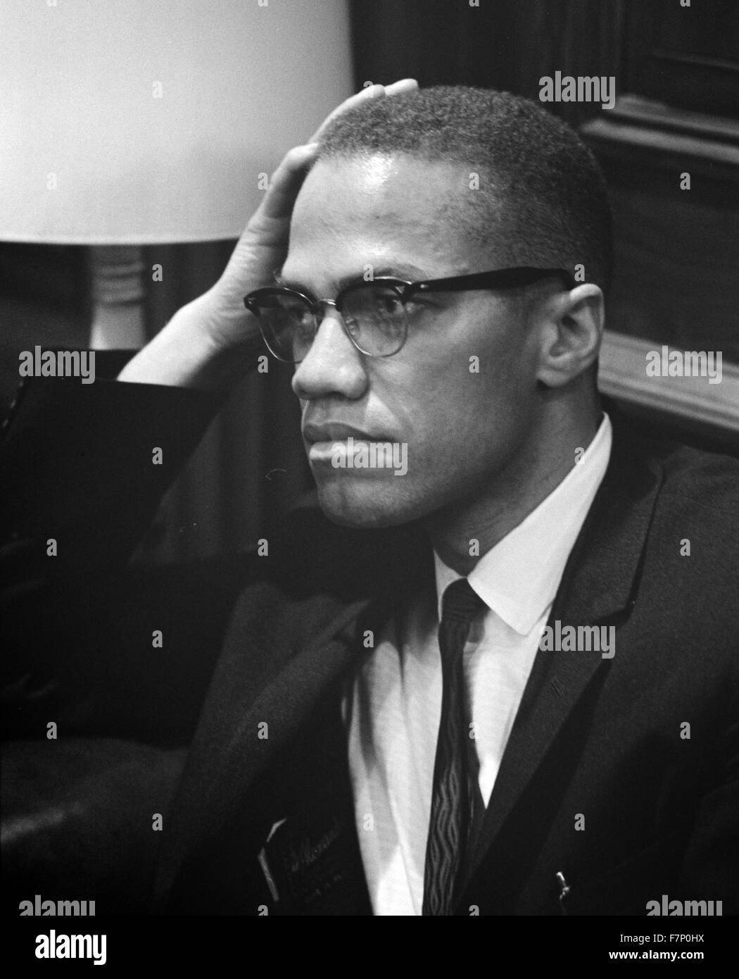 Malcolm X (19 maggio 1925 - 21 febbraio 1965), nato Malcolm Little, egli è stato un americano ministro musulmano e un attivista per i diritti umani Foto Stock