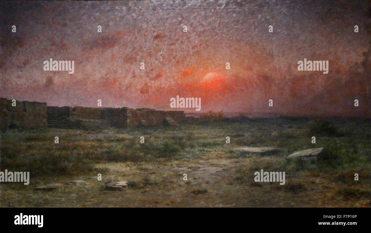 Pittura intitolato "La stessa vecchia scena' da modesti Urgell (1839-1919) pittore spagnolo, Illustrator e drammaturgo di commedie. Datata 1896 Foto Stock