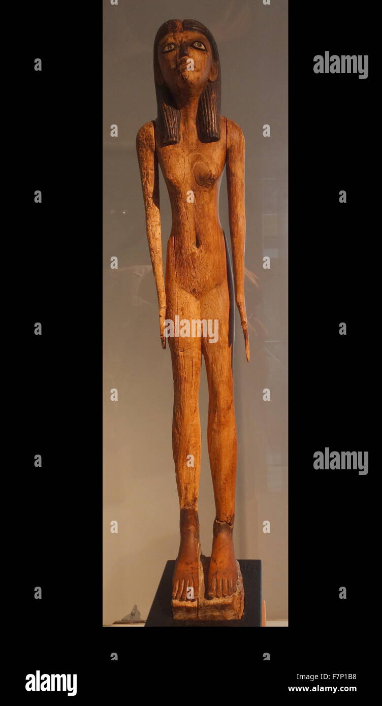 Primo Periodo Intermedio, tomba egizia statua di una donna. Legno. Xi dinastia (2134-2040 a.C.). Foto Stock