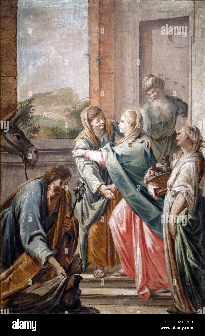 Pittura intitolato "Visitazione" da Francesc Pla i Duran (1743-1805) pittore Catalano. Datato 1780 Foto Stock