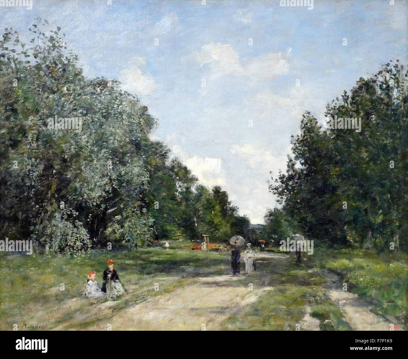 Pittura intitolata 'Parc Cordier a Trouville' da Eugène Boudin Louis (1824-1898) francese pittore paesaggista. Datato 1883 Foto Stock