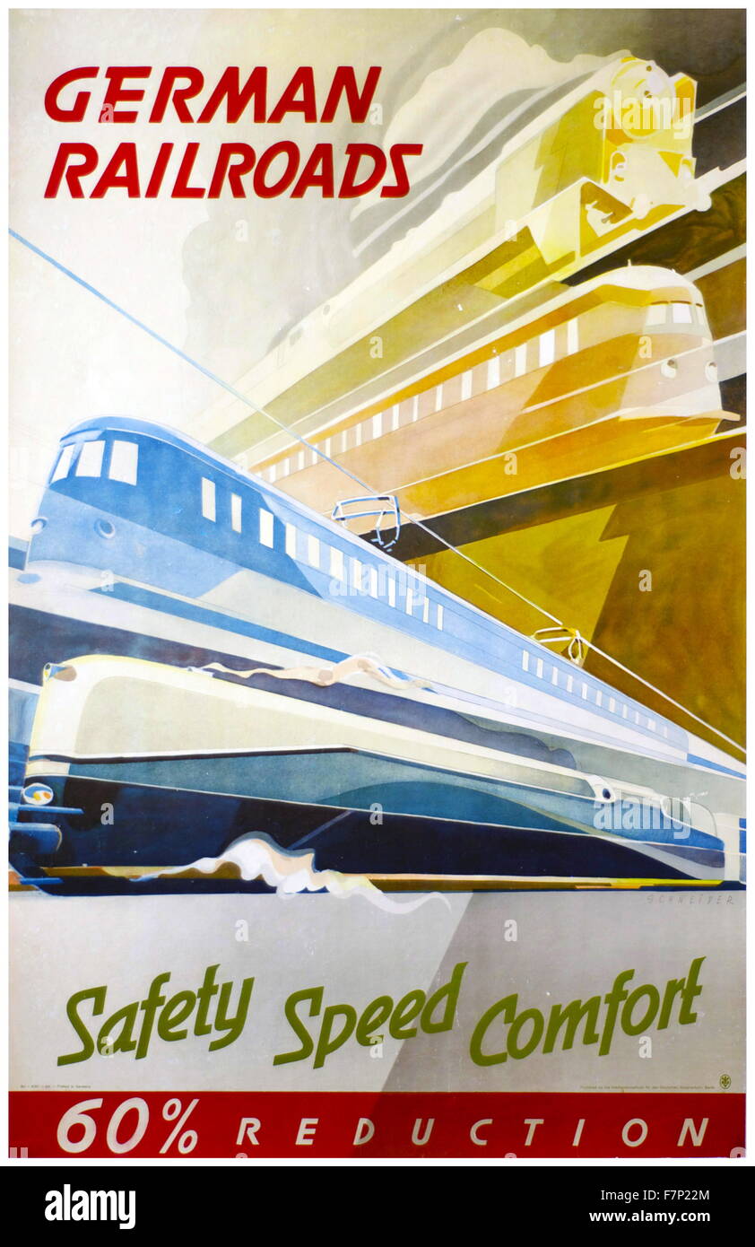 La ricostruzione della Germania dopo la seconda guerra mondiale: 1950 Tedesco ferroviaria poster Foto Stock