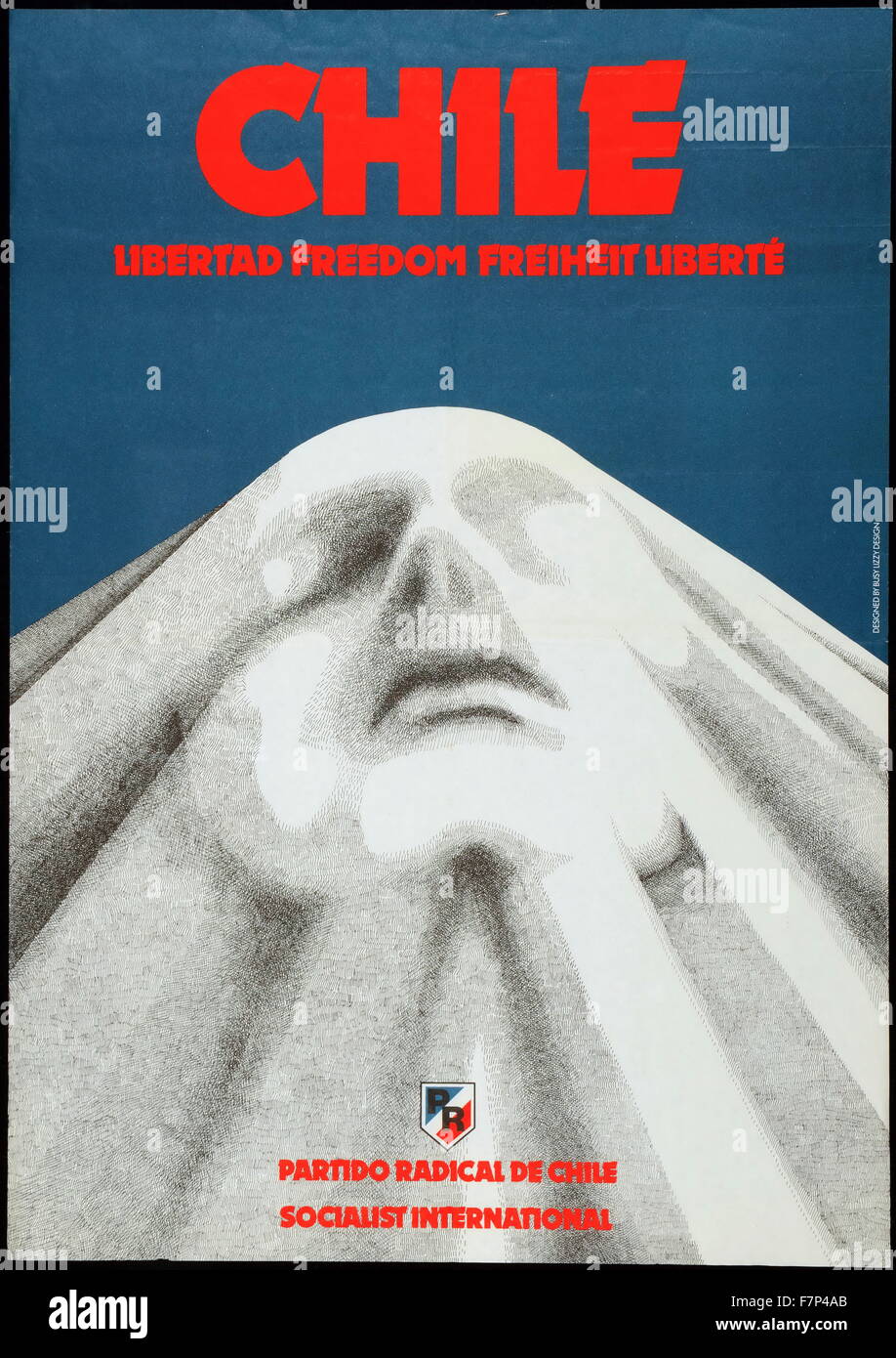 Protesta cilena poster dopo il colpo di stato militare in 1973 che ha destituito il Salvador Allende come presidente del Cile Foto Stock