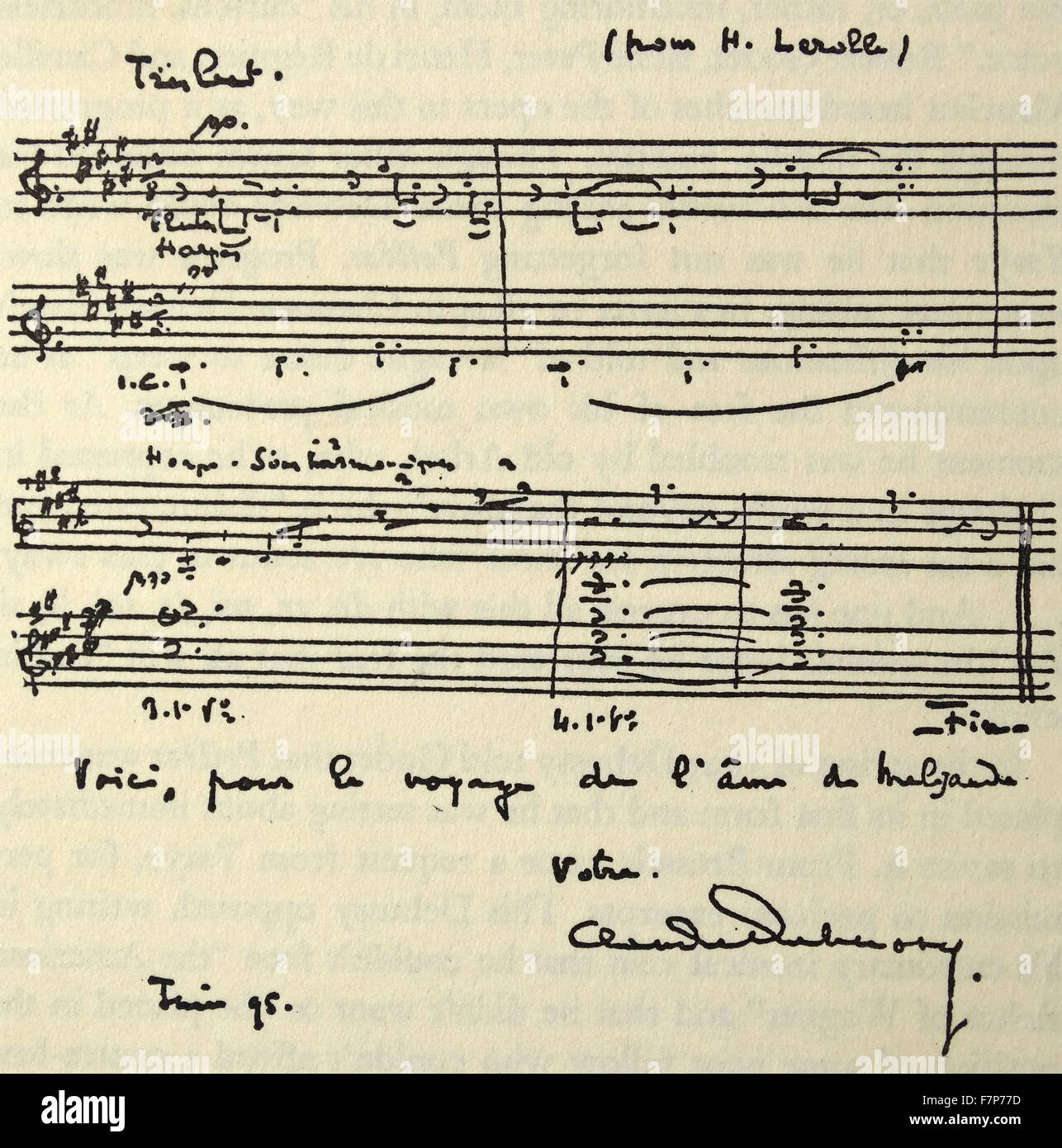 A questi ultimi di Lerolle scritto da Claude Debussy in agosto 1894 Foto Stock