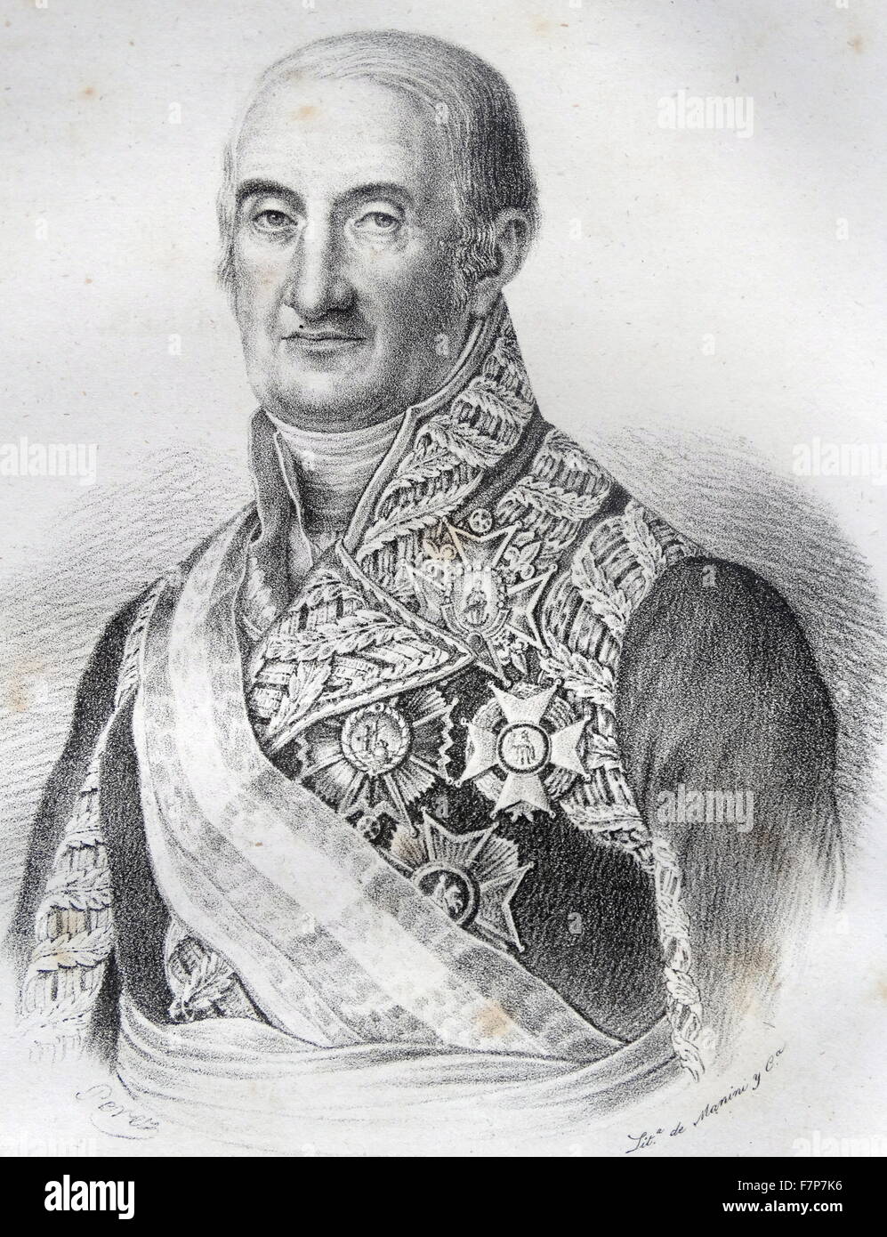 Ritratto del generale Francisco Javier Castaños, primo duca di Bailén (1758-1852) Spagnolo generale durante la Guerra Peninsulare. Datata 1842 Foto Stock