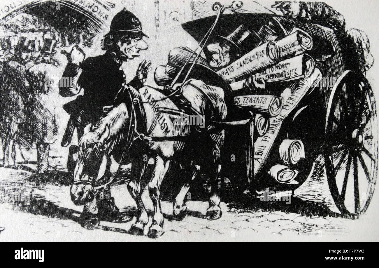 Tirato fino all ultimo - caricatura di Benjamin Disraeli da W Bowcher Foto Stock