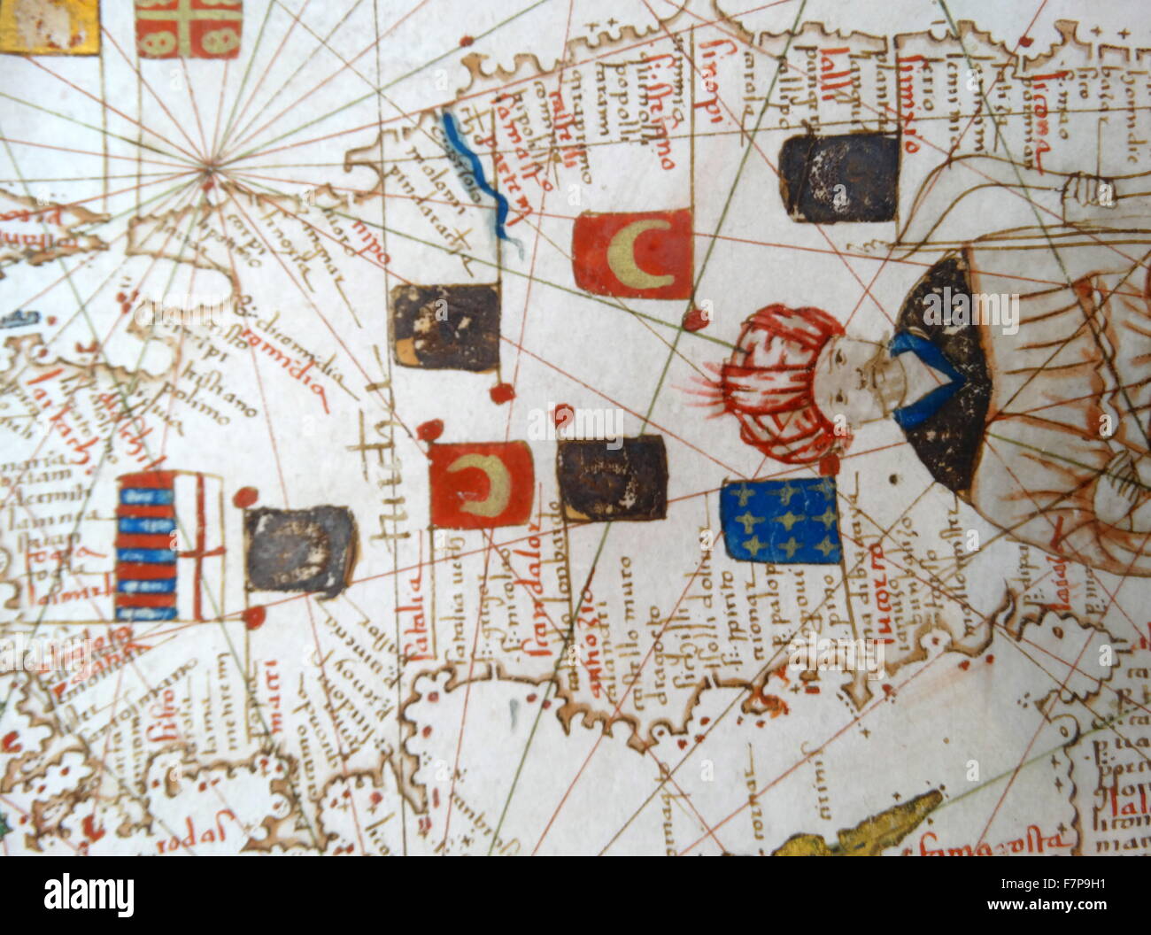 Renaissance Mappa di Europa, Jacopo Russo, 1528, dettaglio della Turchia Foto Stock