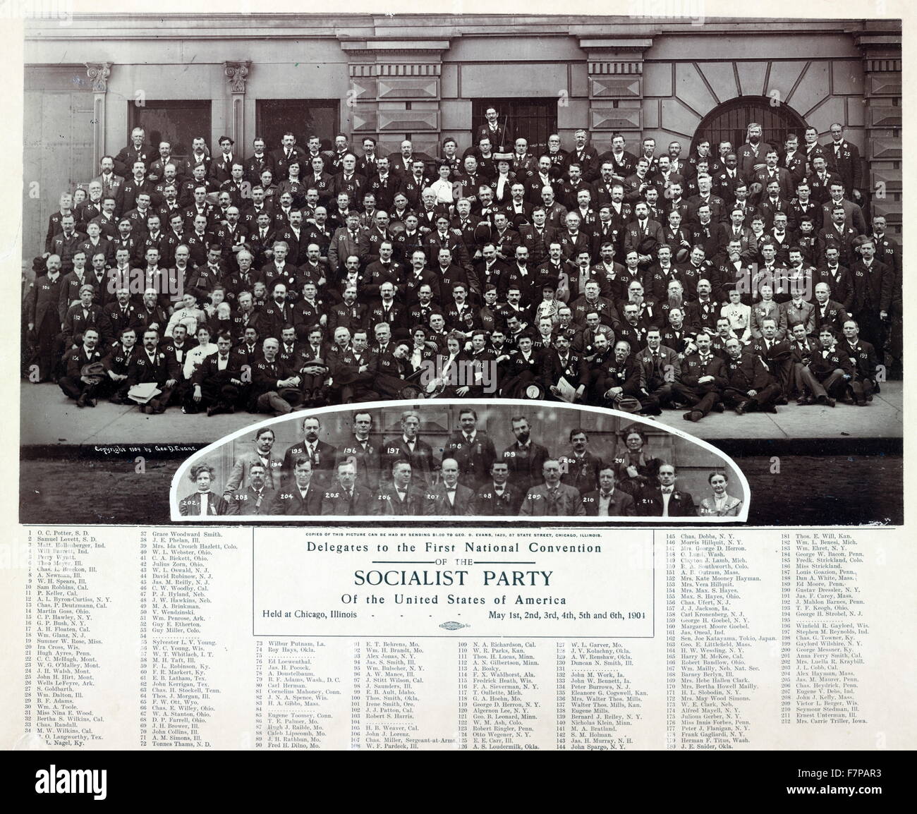 I delegati per la prima Convention nazionale del partito socialista degli Stati Uniti d'America, tenutosi a Chicago, Illinois, 1 maggio - 6th, 1904. Foto Stock