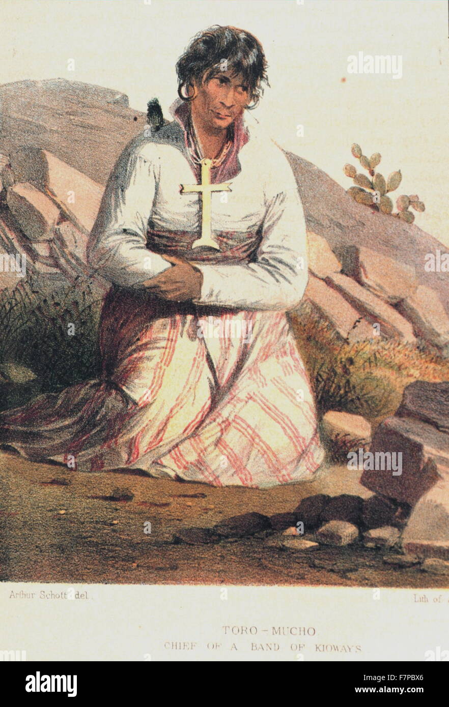 Toro-Mucho, capo di una banda di Kioways. In: "Gli Stati Uniti e il confine messicano sondaggio. Relazione della William H. Emory ' Washington. 1857 Foto Stock