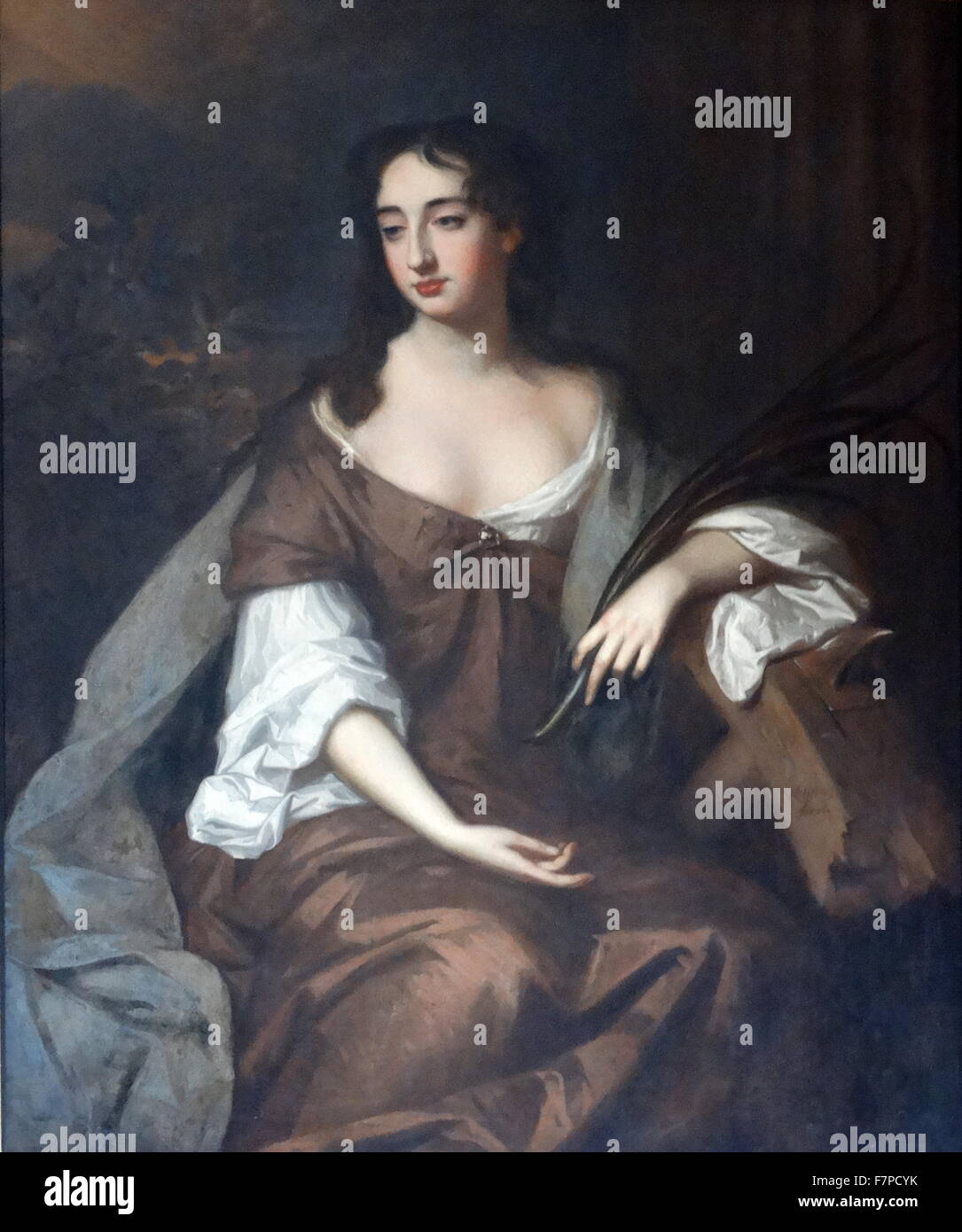 Pittura intitolato "Una signora come Santa Caterina' da Willem Wissing (1656-1687) ritratto olandese artista. Risalenti al XVII secolo Foto Stock