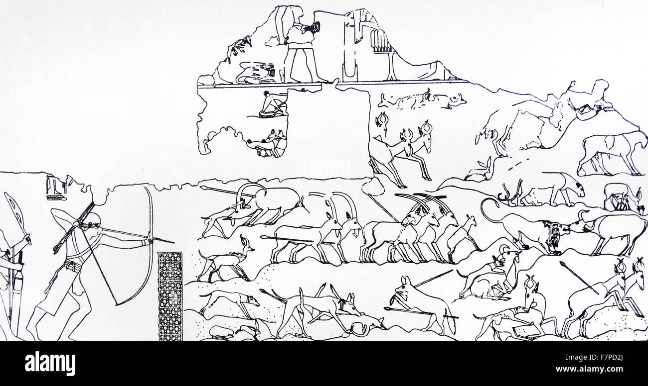 Senbi caccia. Periodo: Regno di Mezzo. Xii dinastia, Data: ca. 1981-1802 A.C. Foto Stock