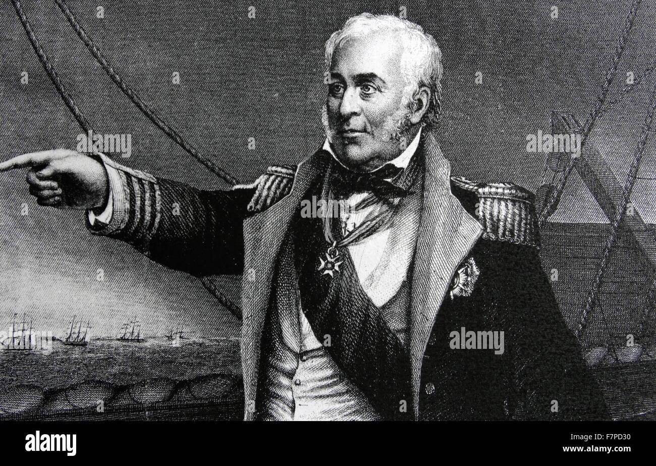 Charles Napier (1786 - 1860) British comandante navale al momento egli ha fissato per la Crimea nel comando del Baltico Flet. Xilografia incisione datata c1854. Foto Stock