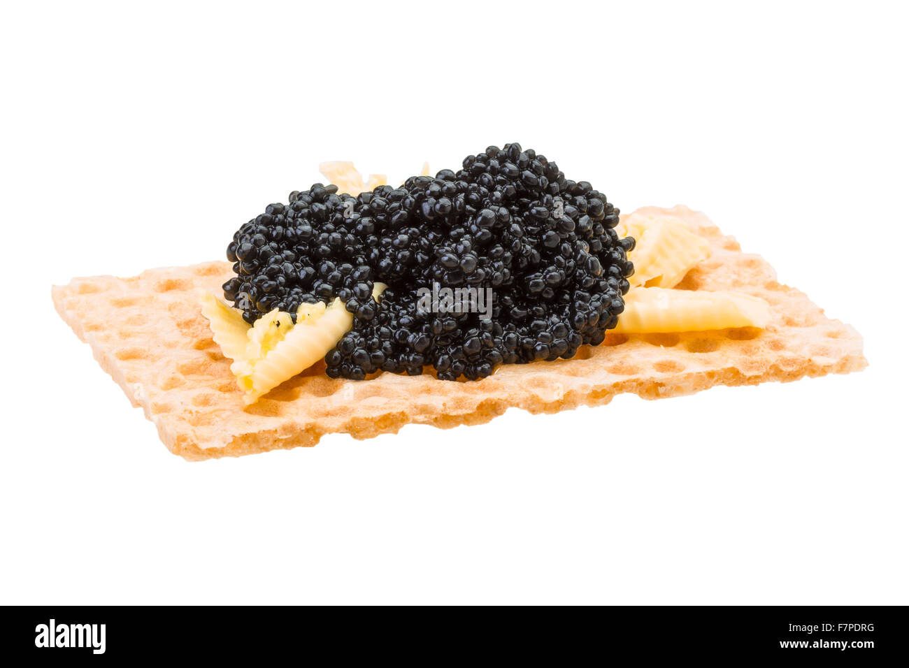 Toast con caviale nero Foto Stock